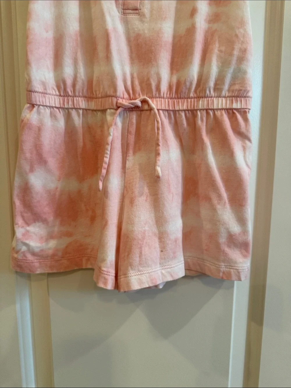 GAP Pink & White Tie-Dye Henley Romper Dress
